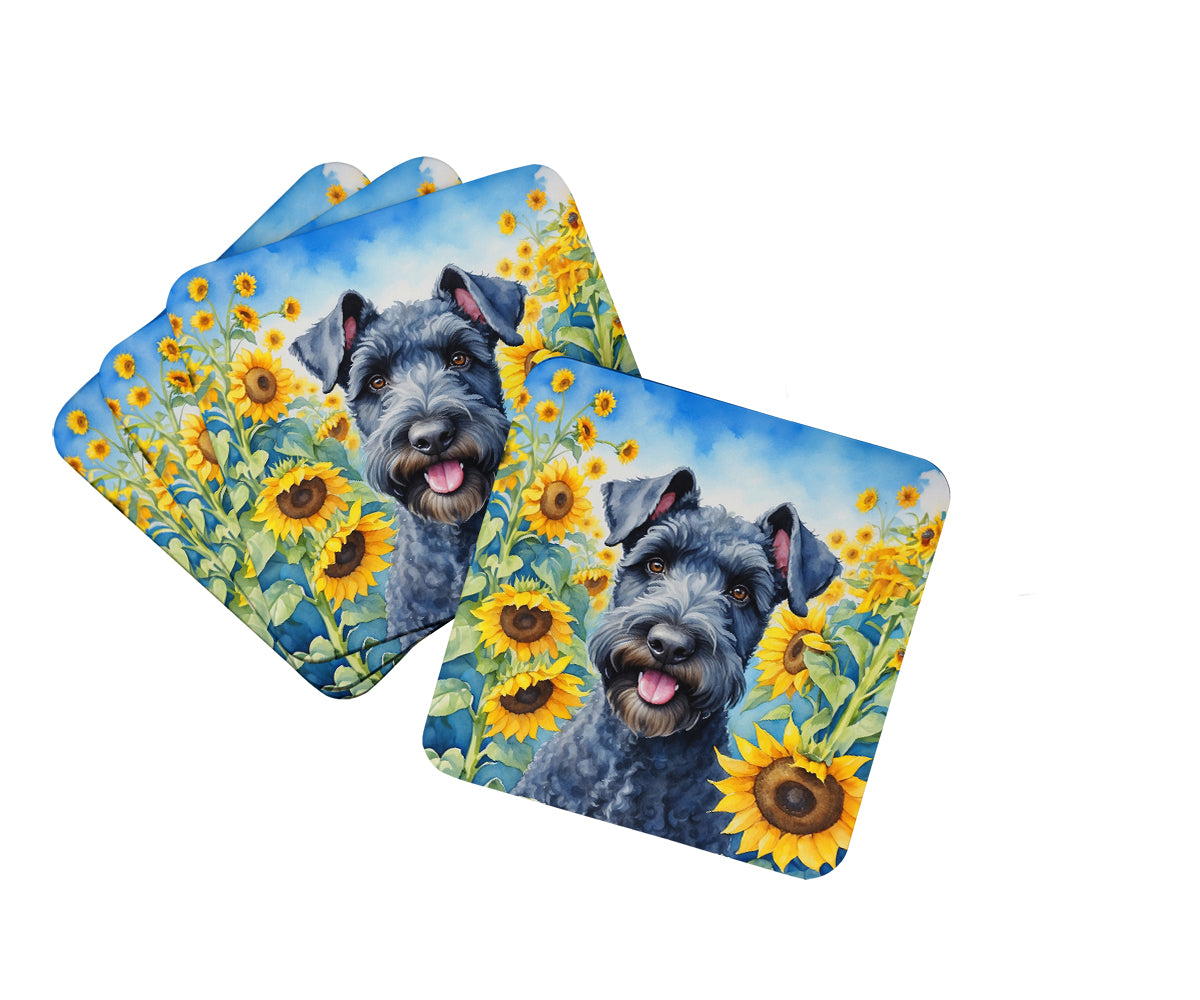 Buy this Kerry Blue Terrier in Sunflowers Foam Coasters