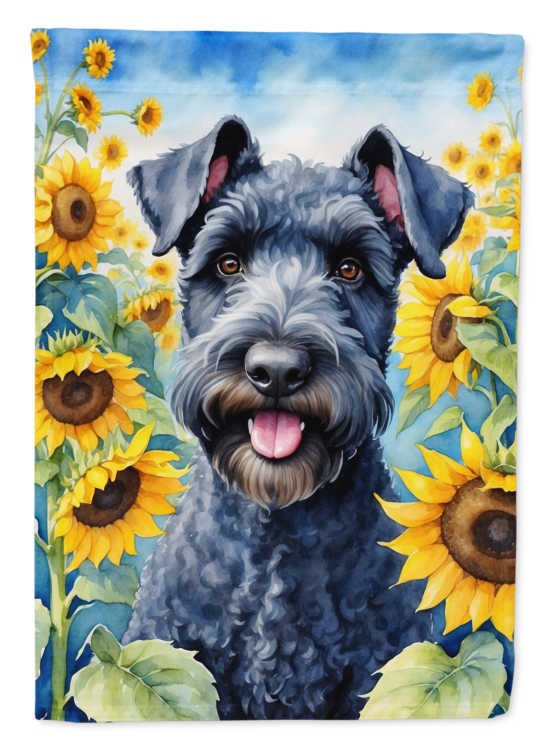 Buy this Kerry Blue Terrier in Sunflowers Garden Flag