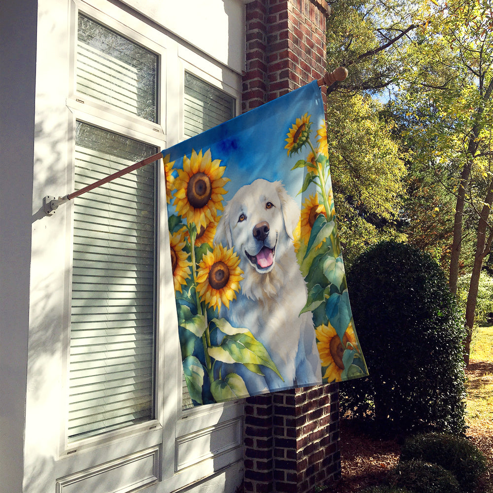 Kuvasz in Sunflowers House Flag