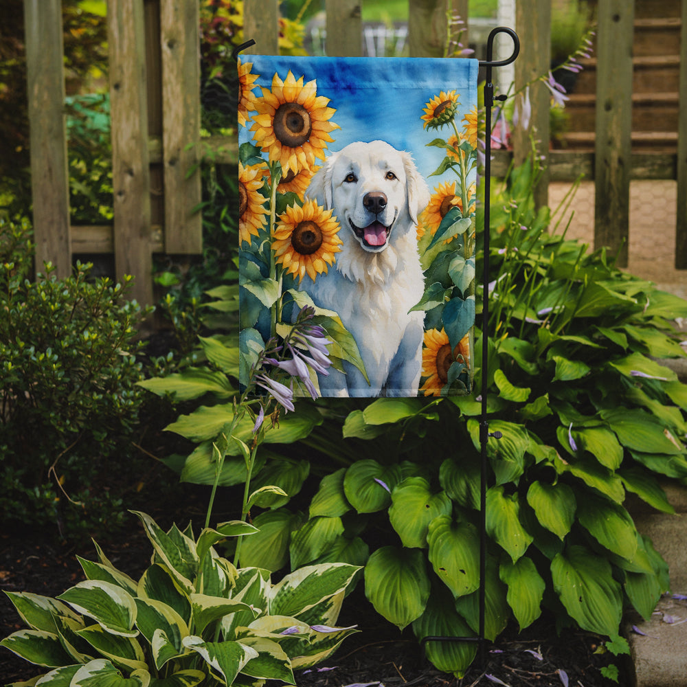 Kuvasz in Sunflowers Garden Flag