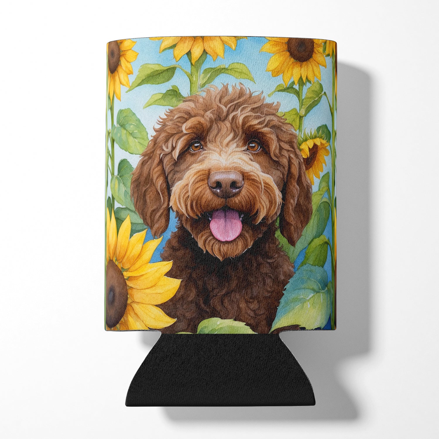 Buy this Labradoodle in Sunflowers Can or Bottle Hugger