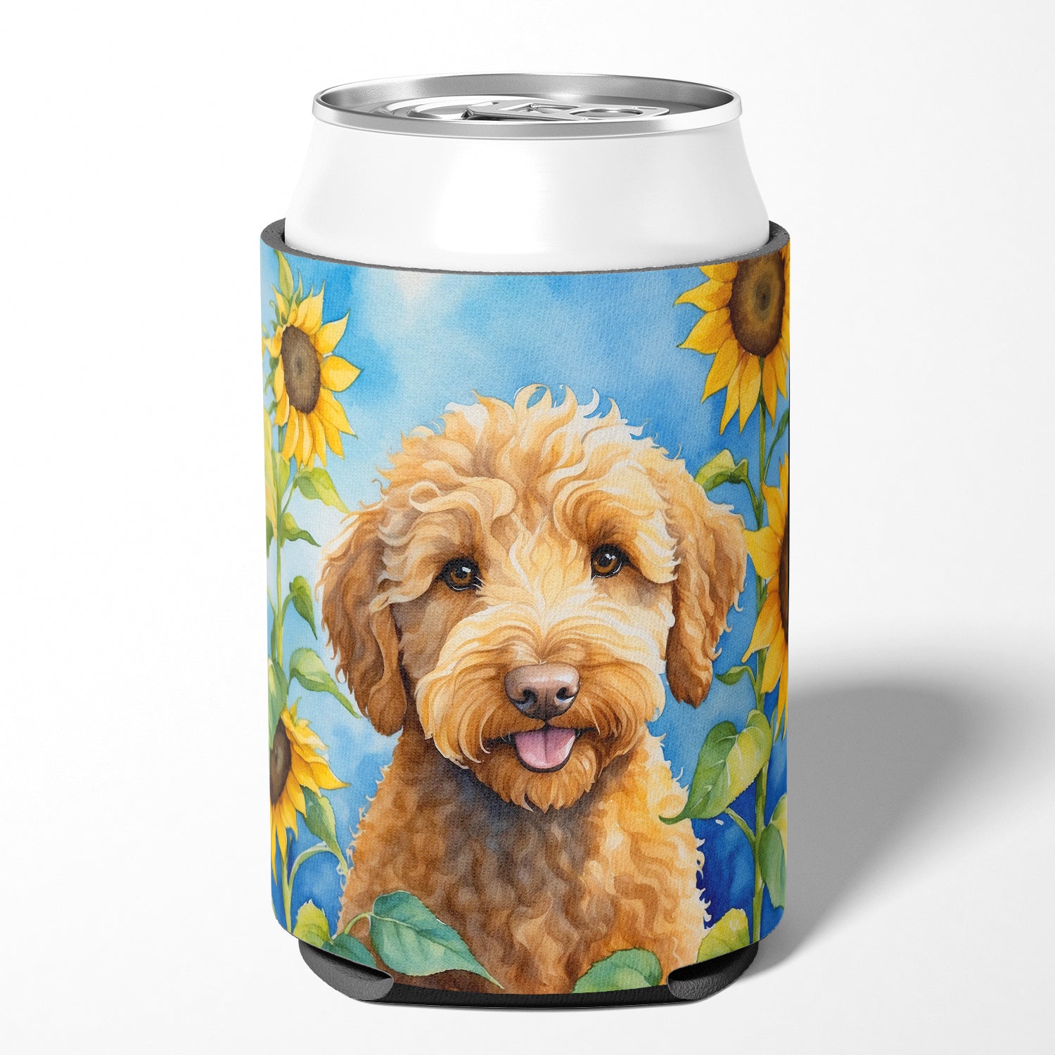 Buy this Labradoodle in Sunflowers Can or Bottle Hugger
