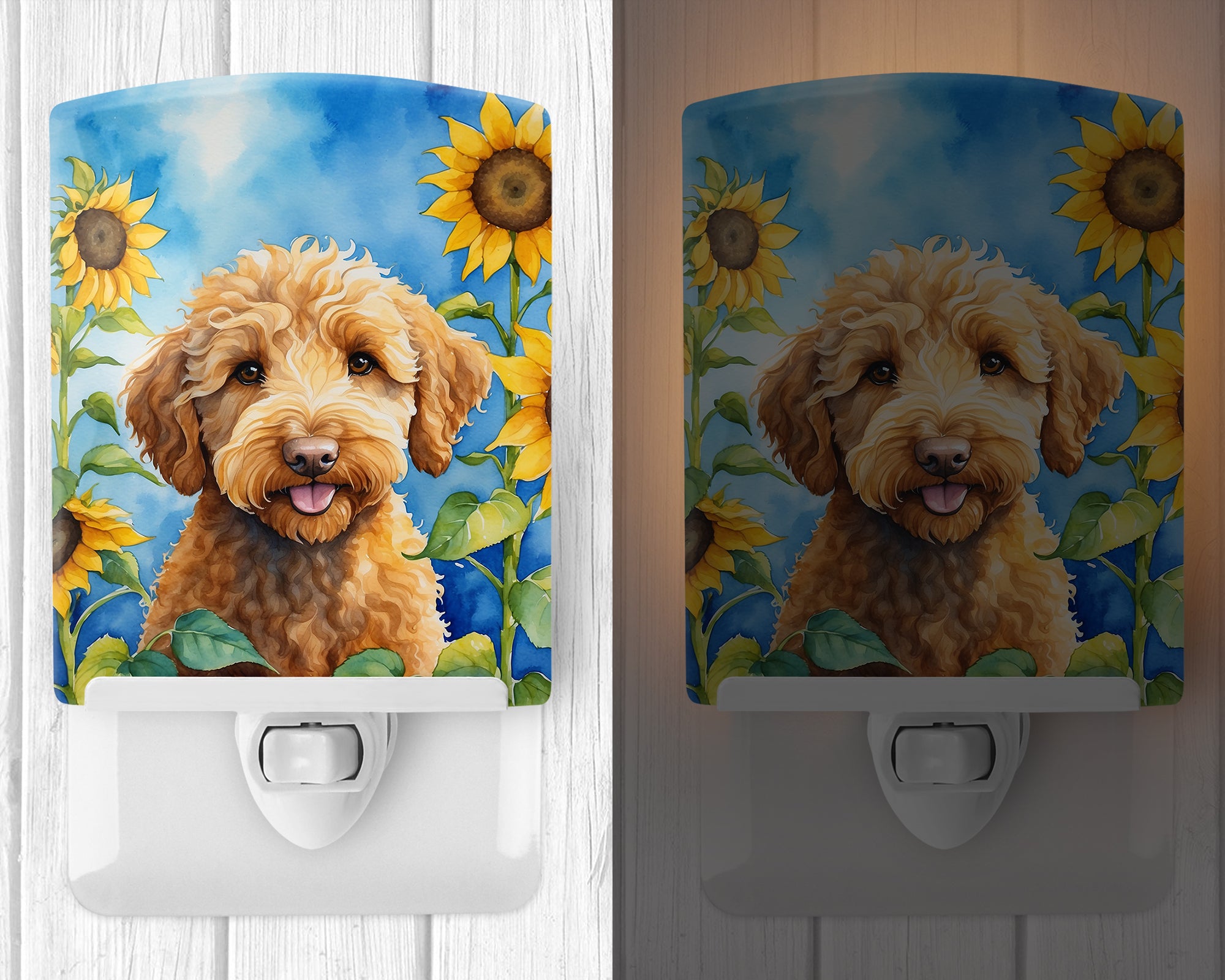 Buy this Labradoodle in Sunflowers Ceramic Night Light