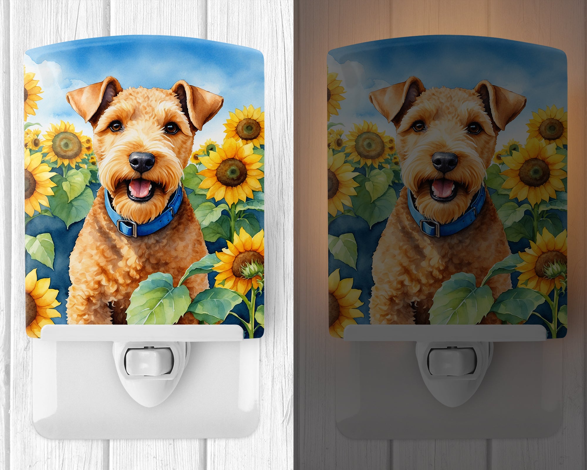 Lakeland Terrier in Sunflowers Ceramic Night Light