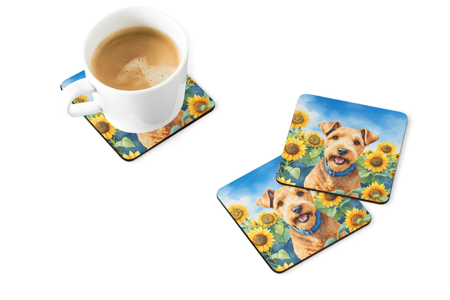 Lakeland Terrier in Sunflowers Foam Coasters