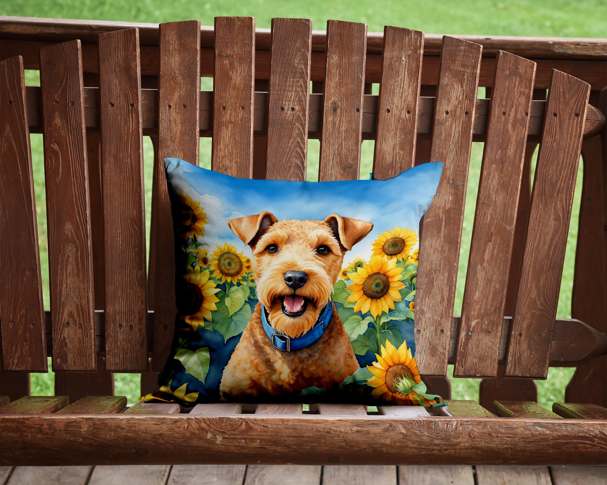 Lakeland Terrier in Sunflowers Throw Pillow
