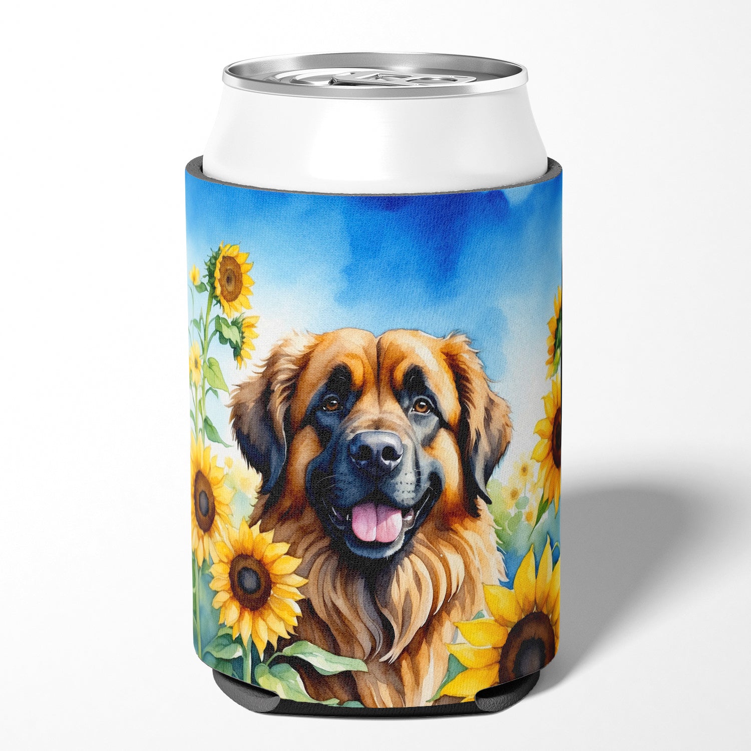 Buy this Leonberger in Sunflowers Can or Bottle Hugger
