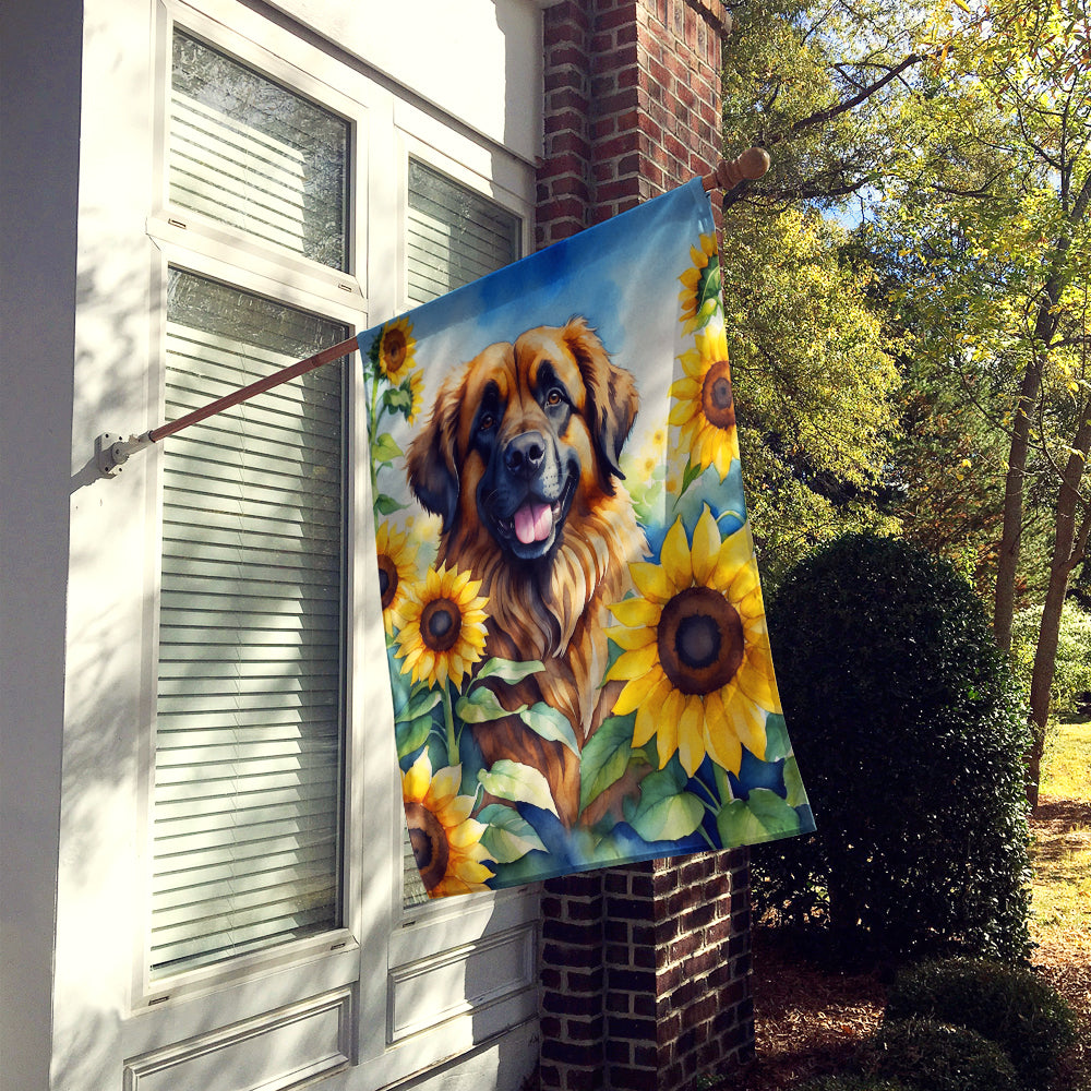 Buy this Leonberger in Sunflowers House Flag