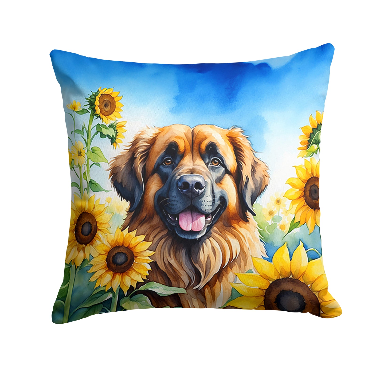 Buy this Leonberger in Sunflowers Throw Pillow