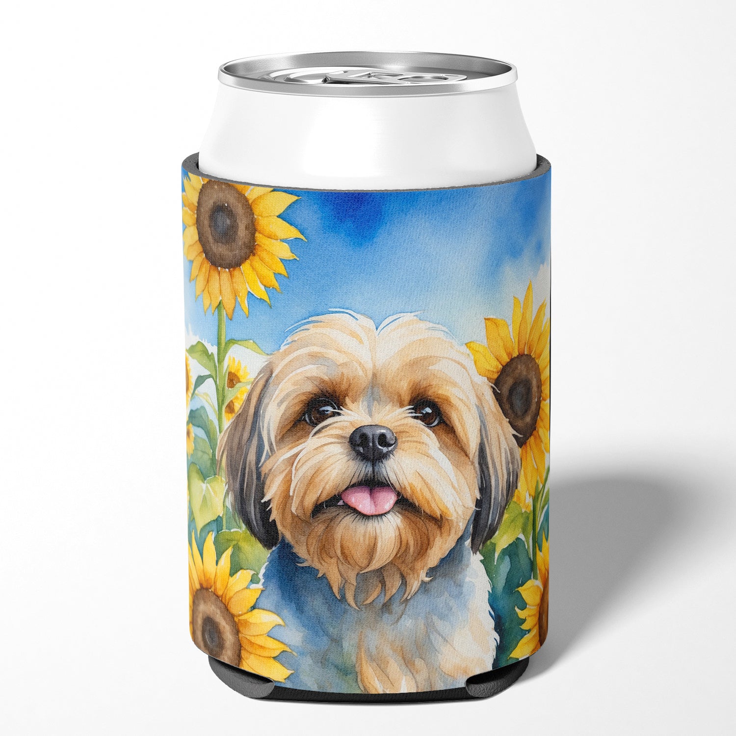 Buy this Lhasa Apso in Sunflowers Can or Bottle Hugger