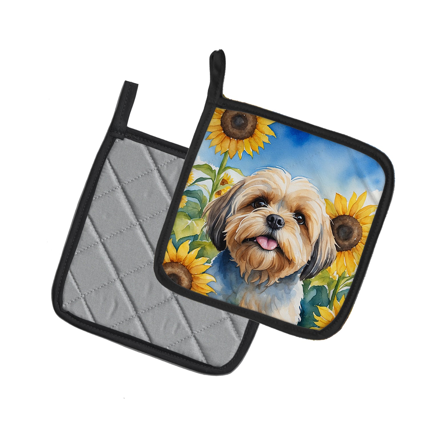 Buy this Lhasa Apso in Sunflowers Pair of Pot Holders