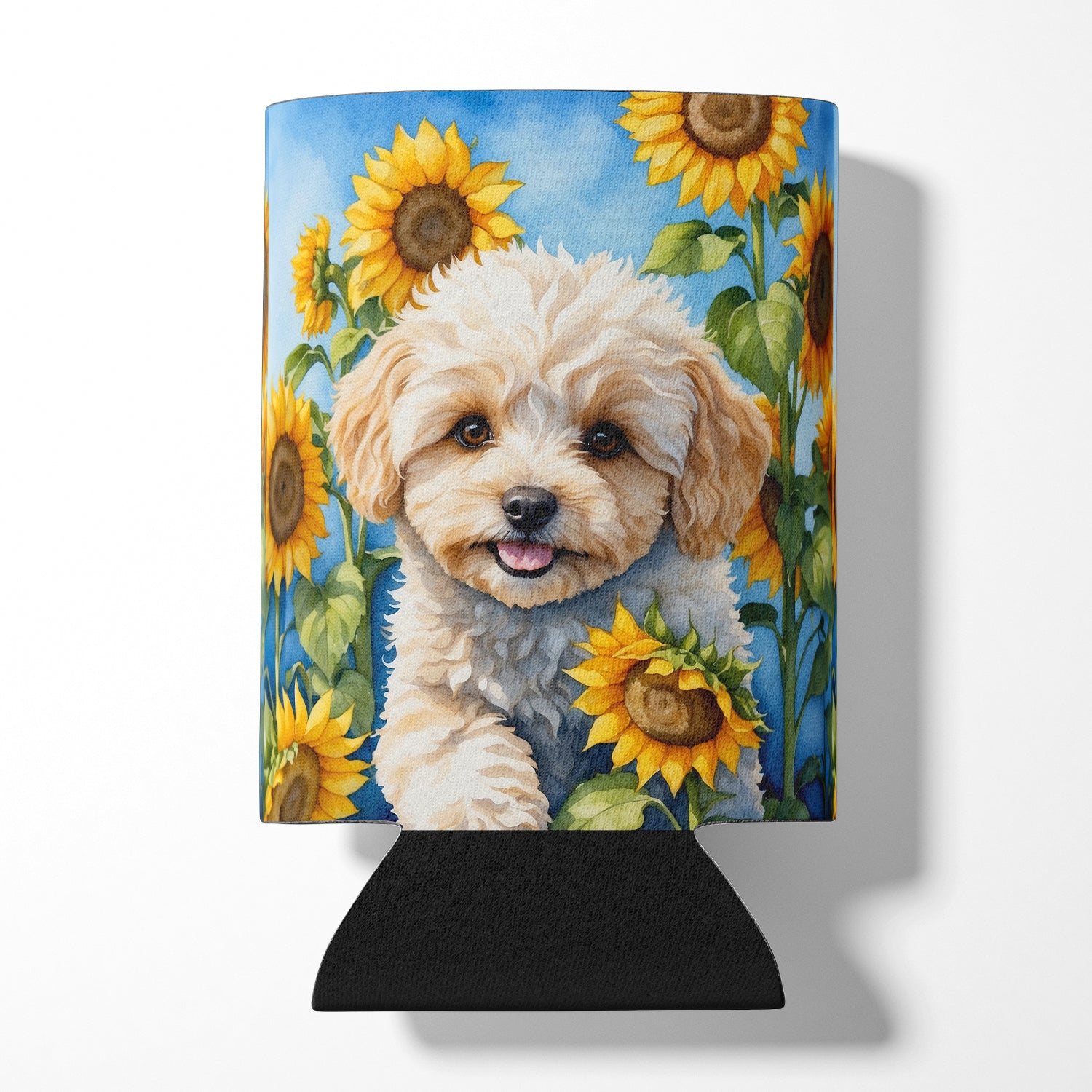 Buy this Maltipoo in Sunflowers Can or Bottle Hugger