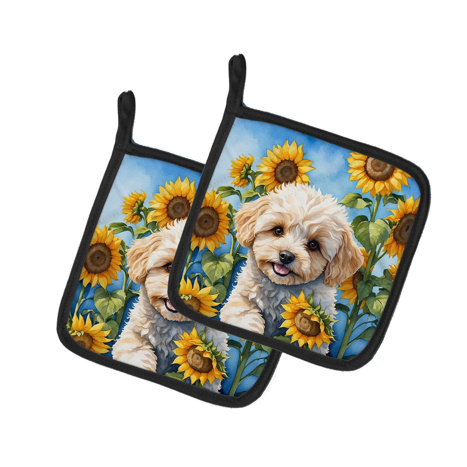 Buy this Maltipoo in Sunflowers Pair of Pot Holders
