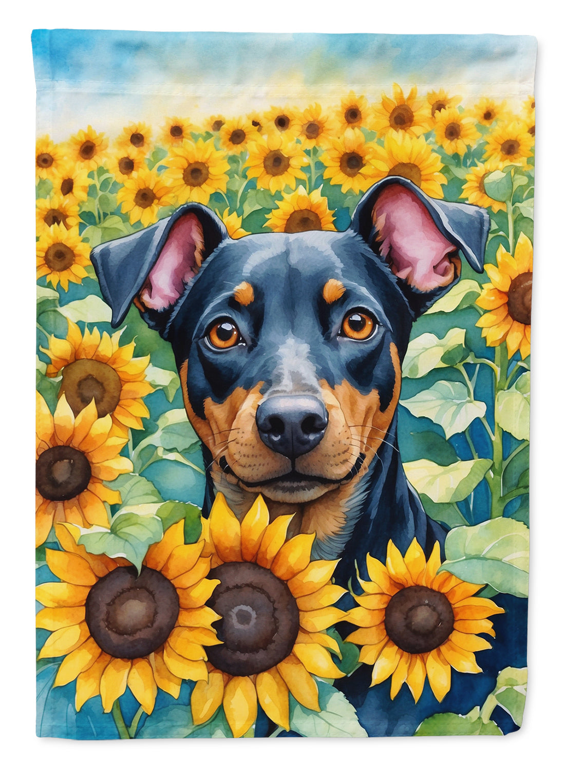 Buy this Manchester Terrier in Sunflowers Garden Flag