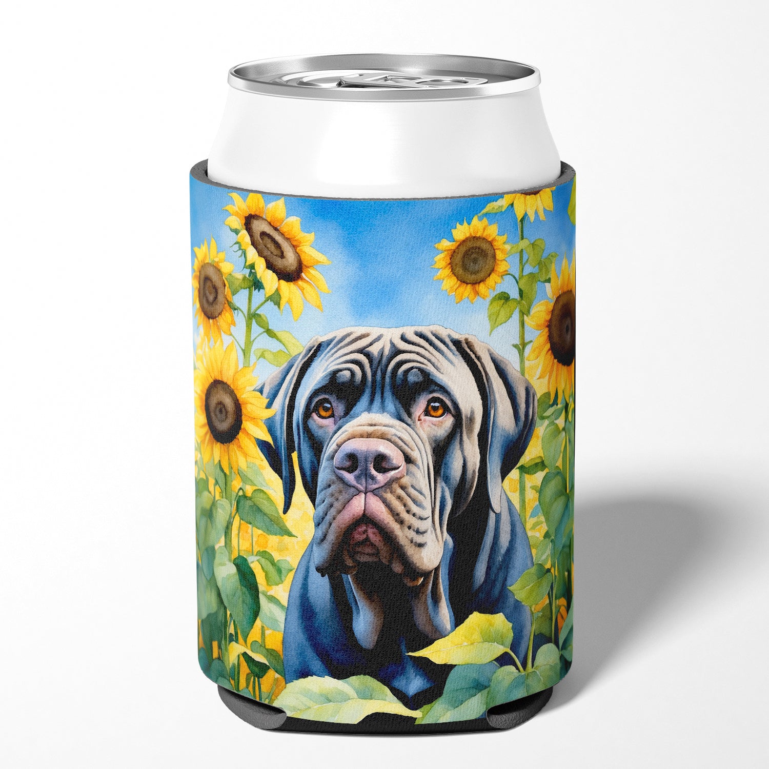 Neapolitan Mastiff in Sunflowers Can or Bottle Hugger