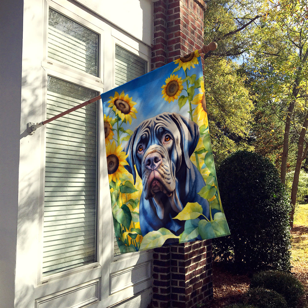 Neapolitan Mastiff in Sunflowers House Flag