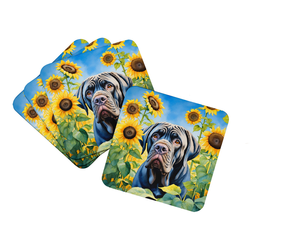 Buy this Neapolitan Mastiff in Sunflowers Foam Coasters