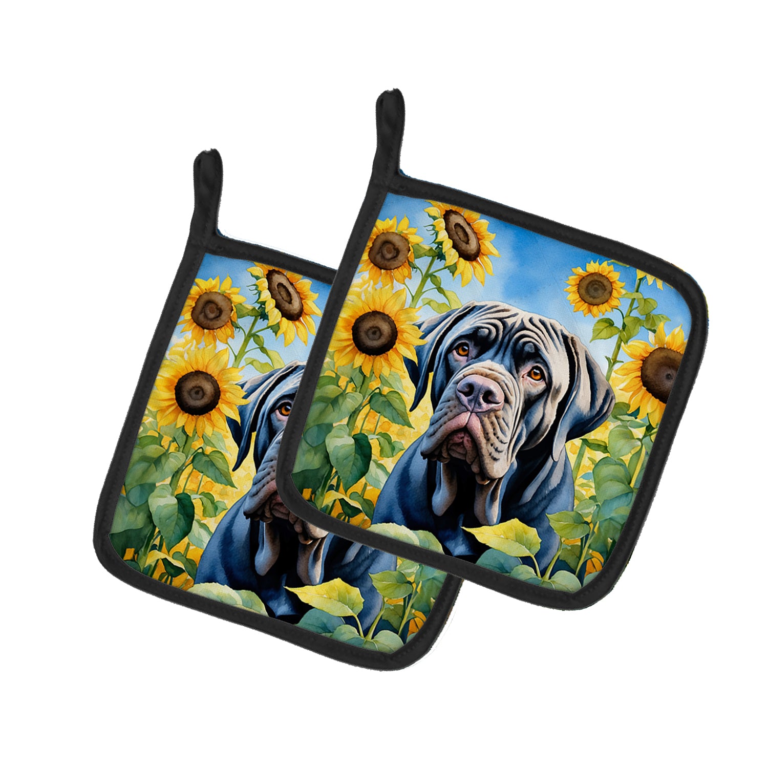 Buy this Neapolitan Mastiff in Sunflowers Pair of Pot Holders