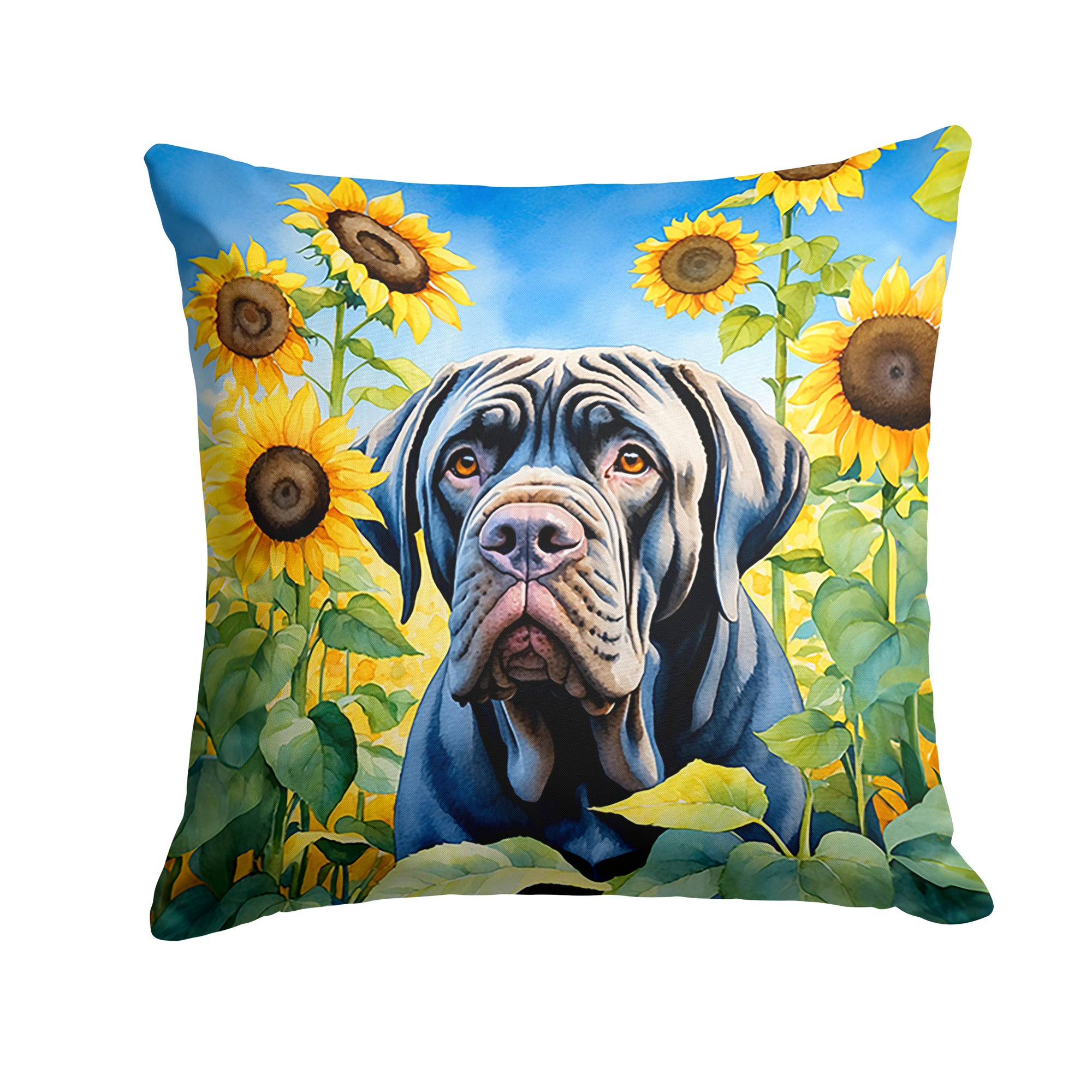 Buy this Neapolitan Mastiff in Sunflowers Throw Pillow