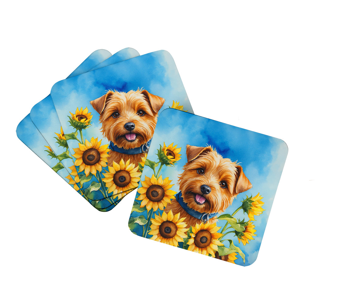 Buy this Norfolk Terrier in Sunflowers Foam Coasters