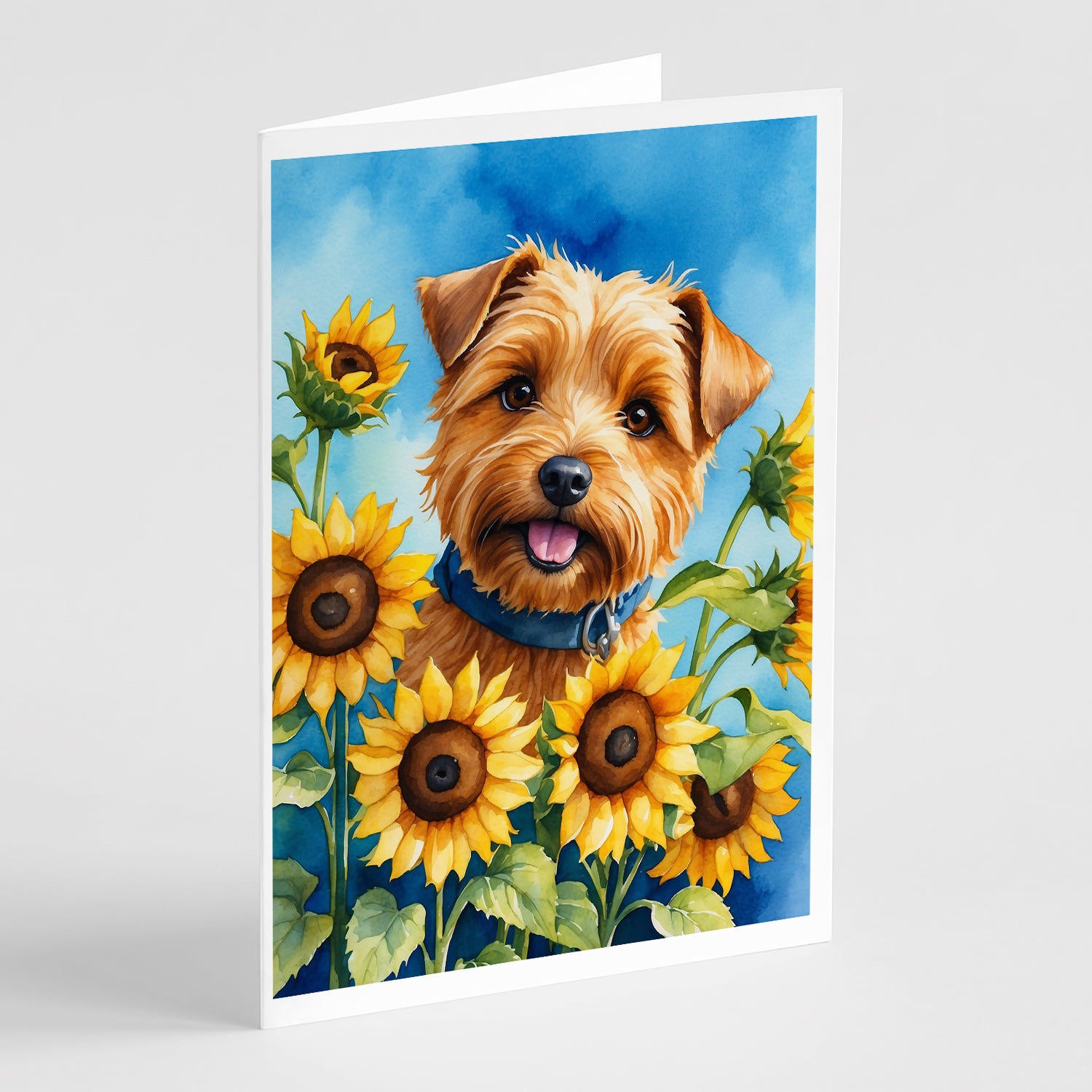 Buy this Norfolk Terrier in Sunflowers Greeting Cards Pack of 8
