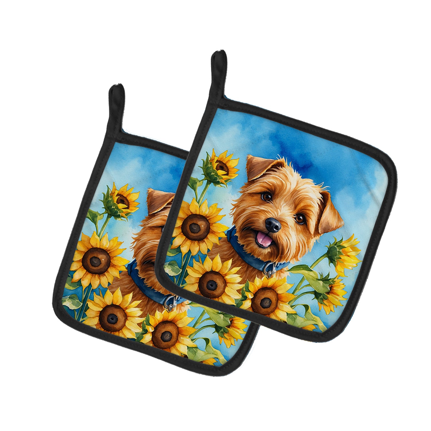 Buy this Norfolk Terrier in Sunflowers Pair of Pot Holders