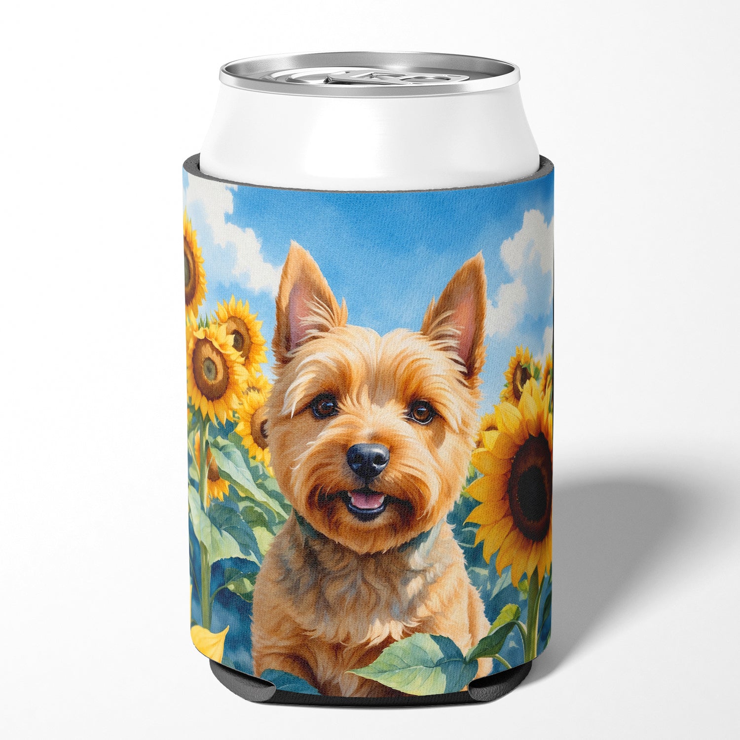Buy this Norwich Terrier in Sunflowers Can or Bottle Hugger