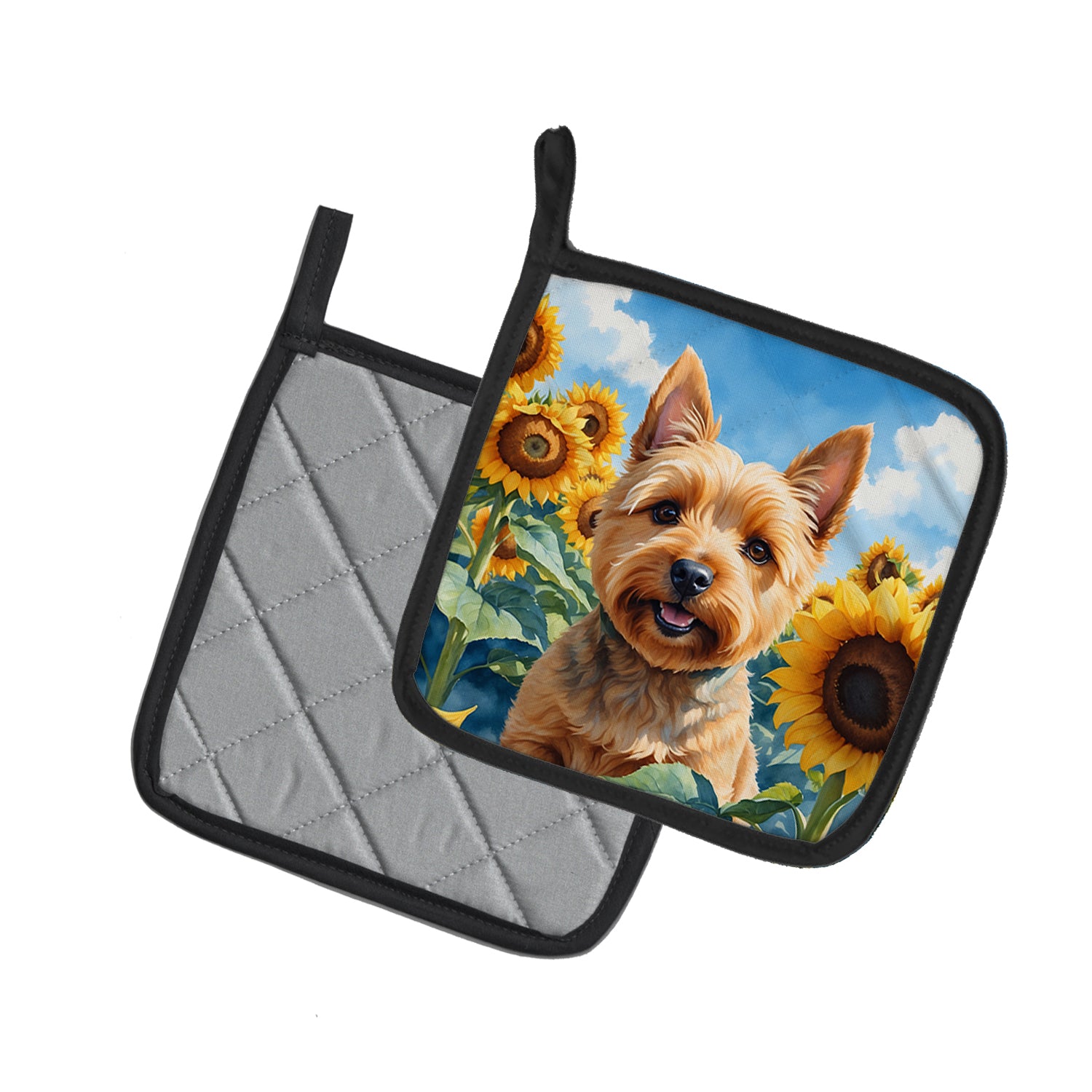 Norwich Terrier in Sunflowers Pair of Pot Holders