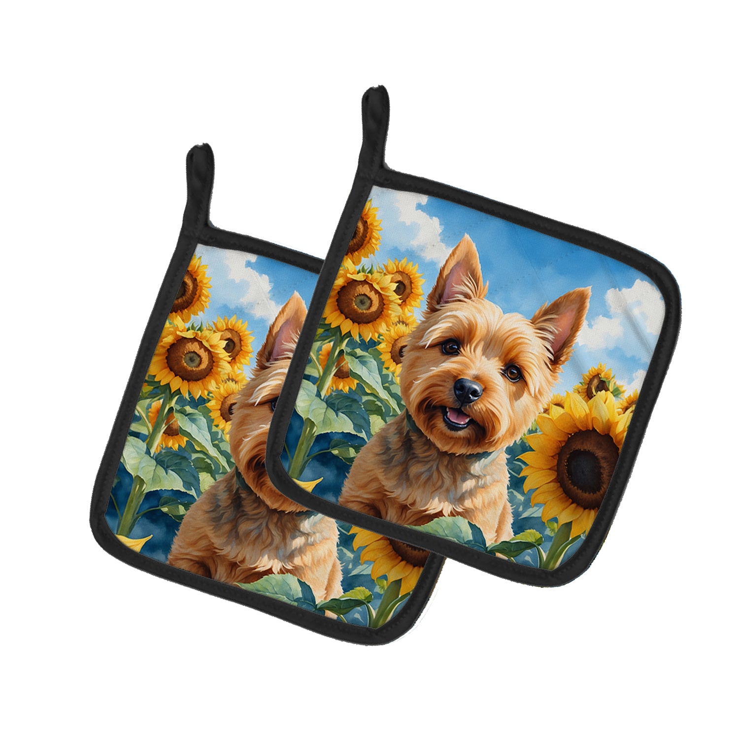 Buy this Norwich Terrier in Sunflowers Pair of Pot Holders
