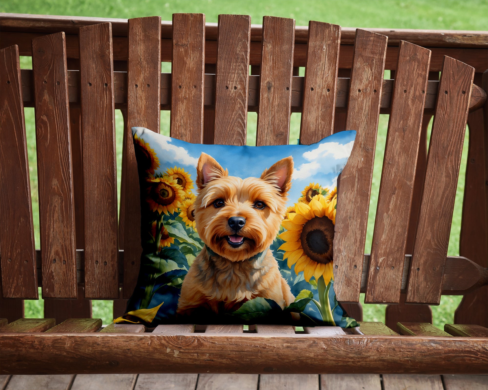 Buy this Norwich Terrier in Sunflowers Throw Pillow