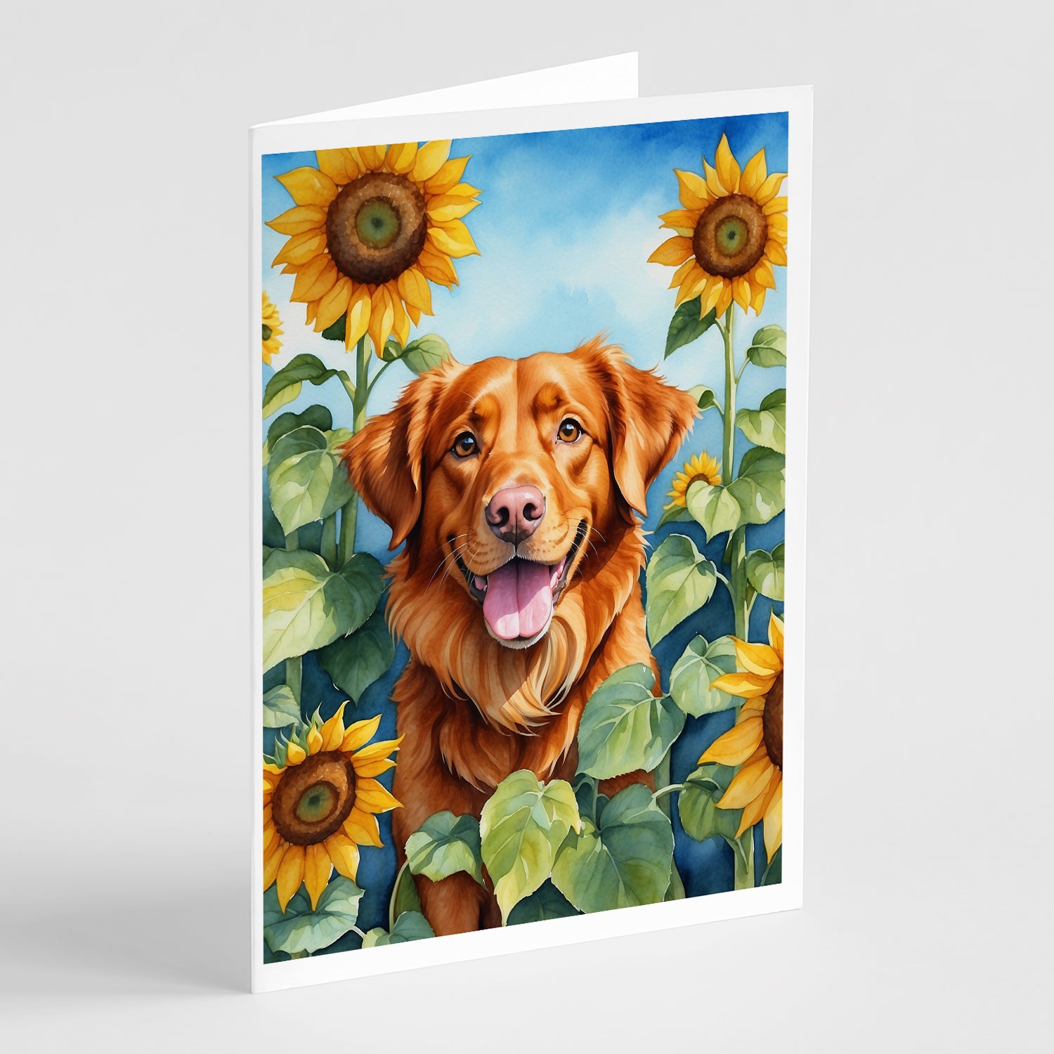 Buy this Nova Scotia Duck Toller in Sunflowers Greeting Cards Pack of 8