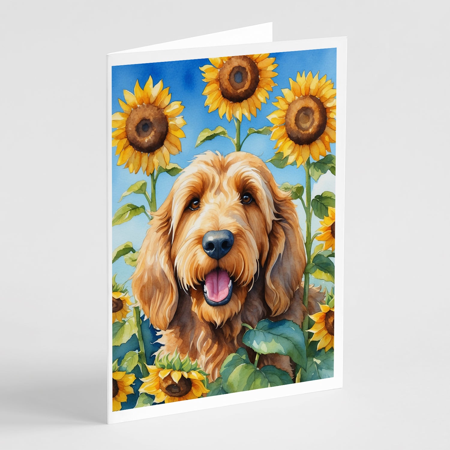 Buy this Otterhound in Sunflowers Greeting Cards Pack of 8