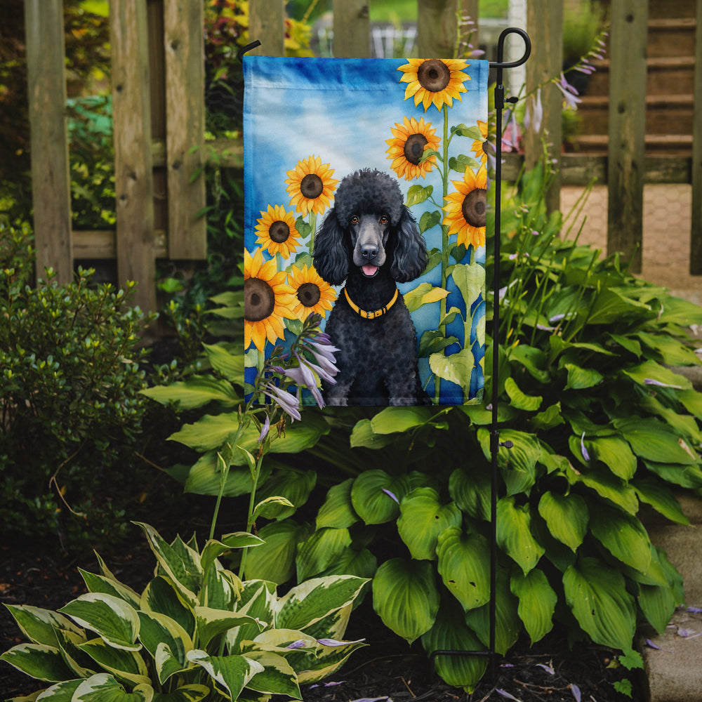 Buy this Black Poodle in Sunflowers Garden Flag