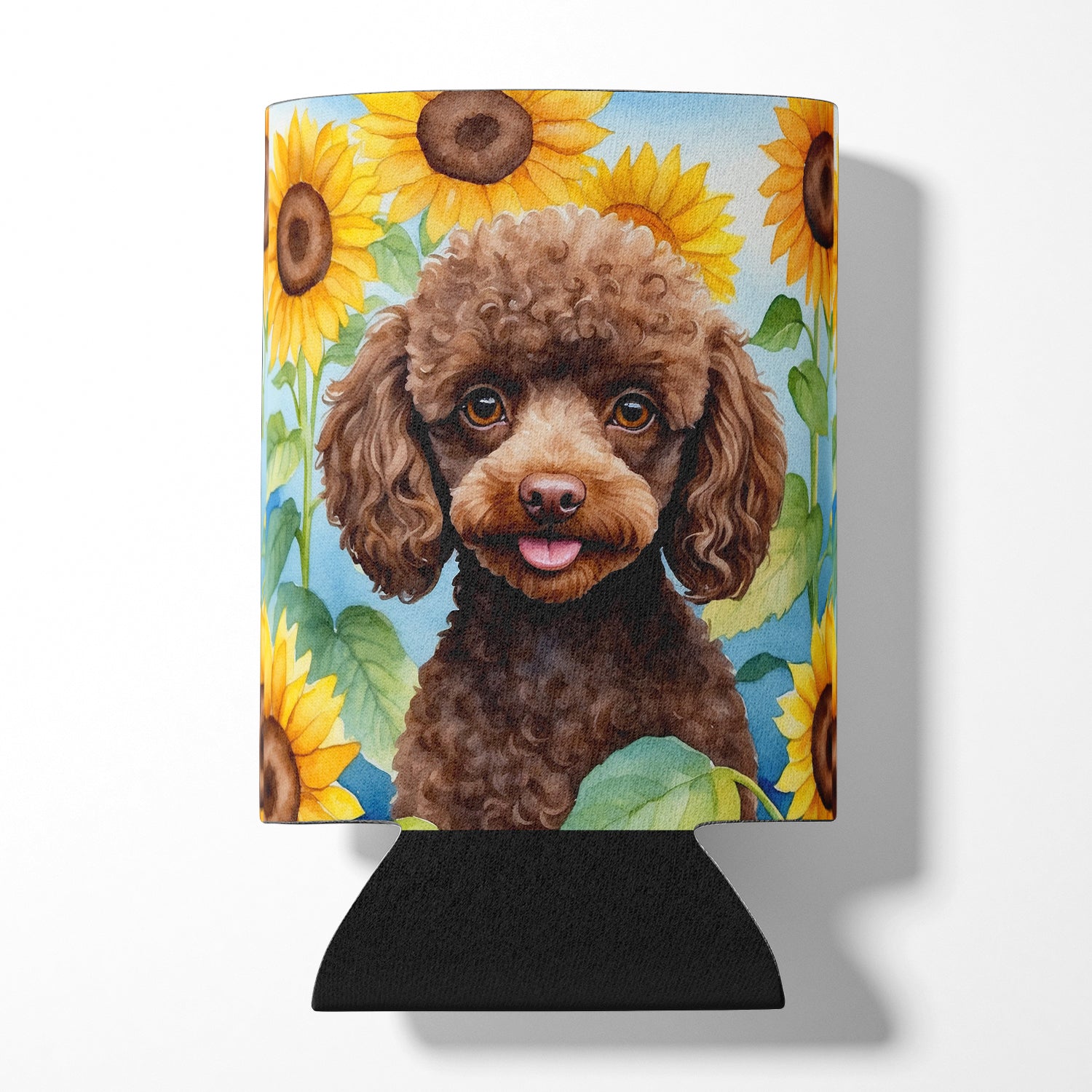 Buy this Chocolate Poodle in Sunflowers Can or Bottle Hugger