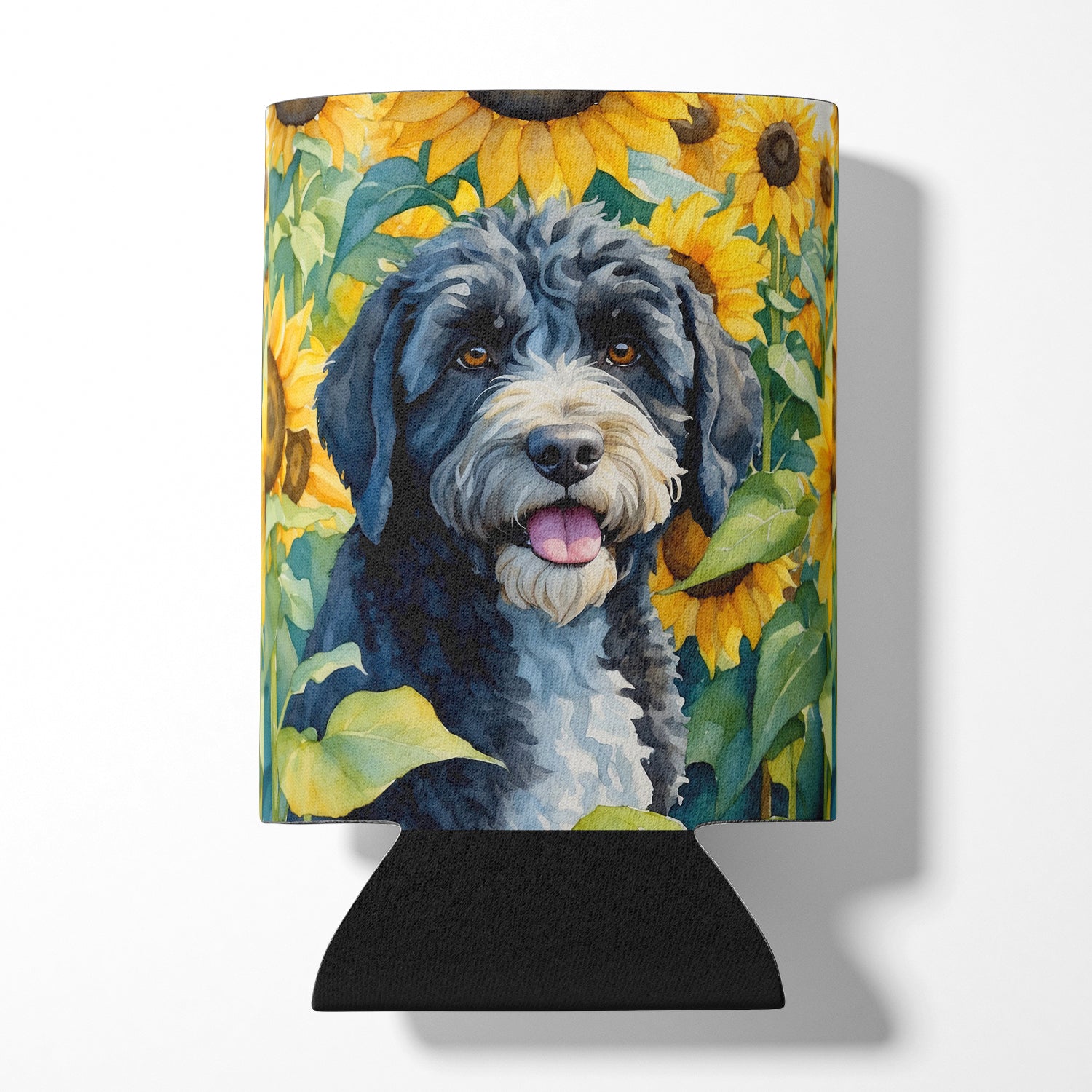 Buy this Portuguese Water Dog in Sunflowers Can or Bottle Hugger