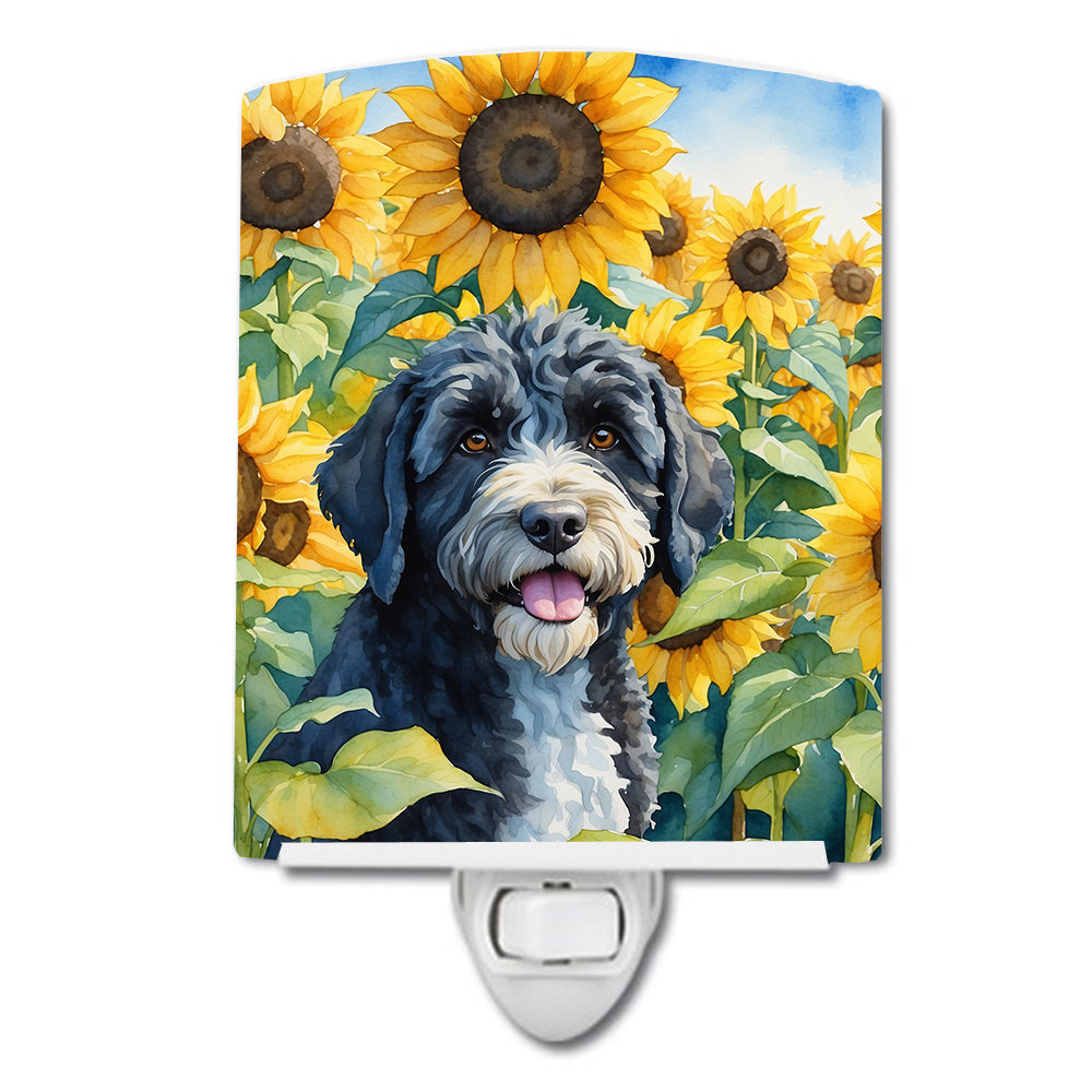 Buy this Portuguese Water Dog in Sunflowers Ceramic Night Light
