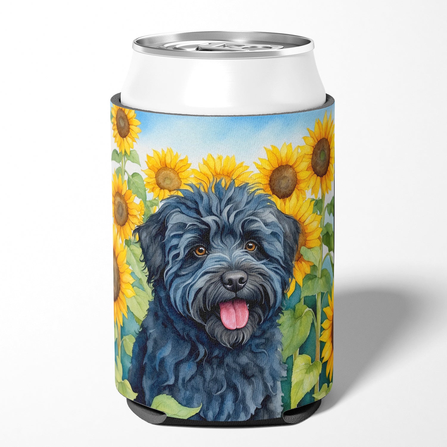 Puli in Sunflowers Can or Bottle Hugger