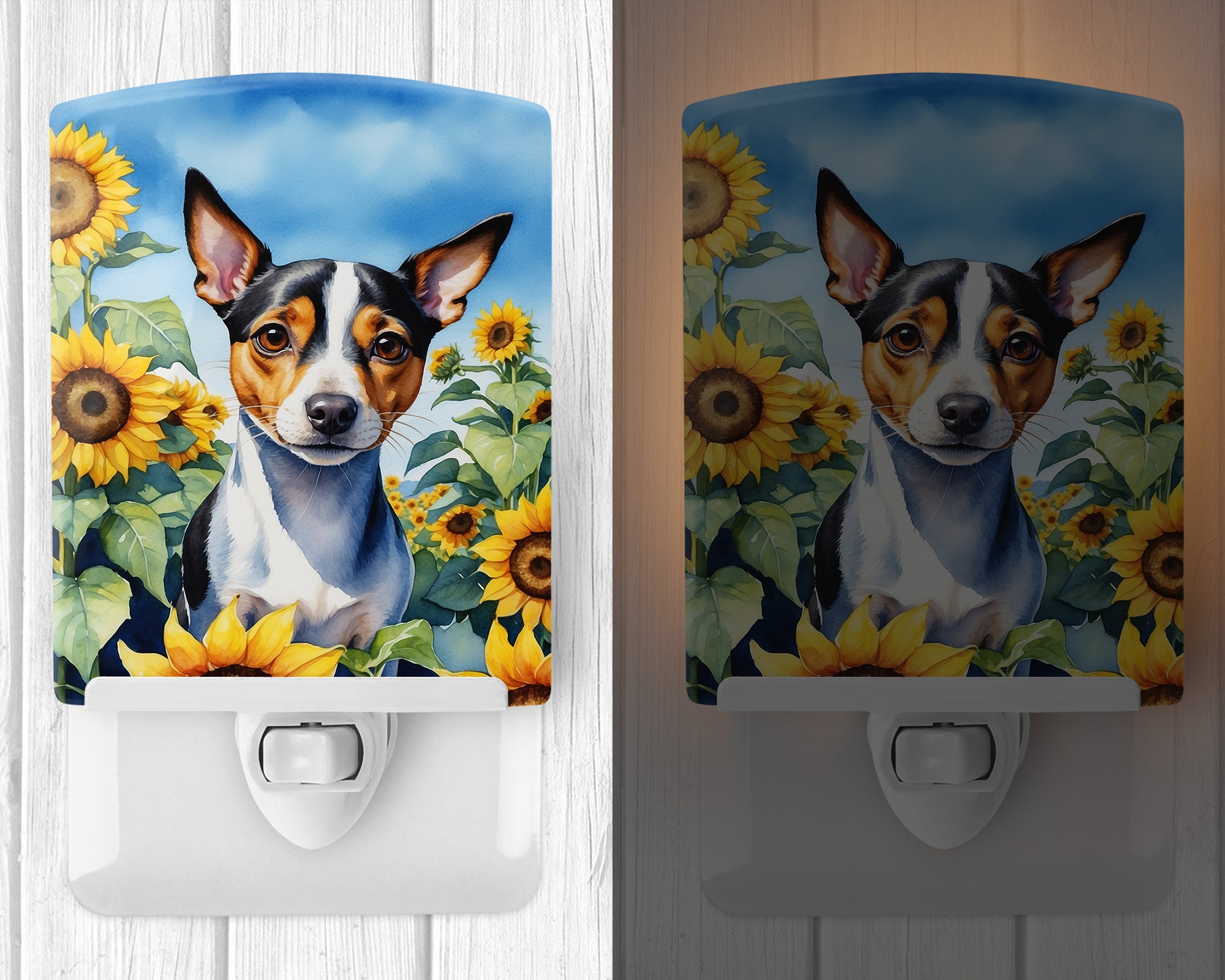 Buy this Rat Terrier in Sunflowers Ceramic Night Light