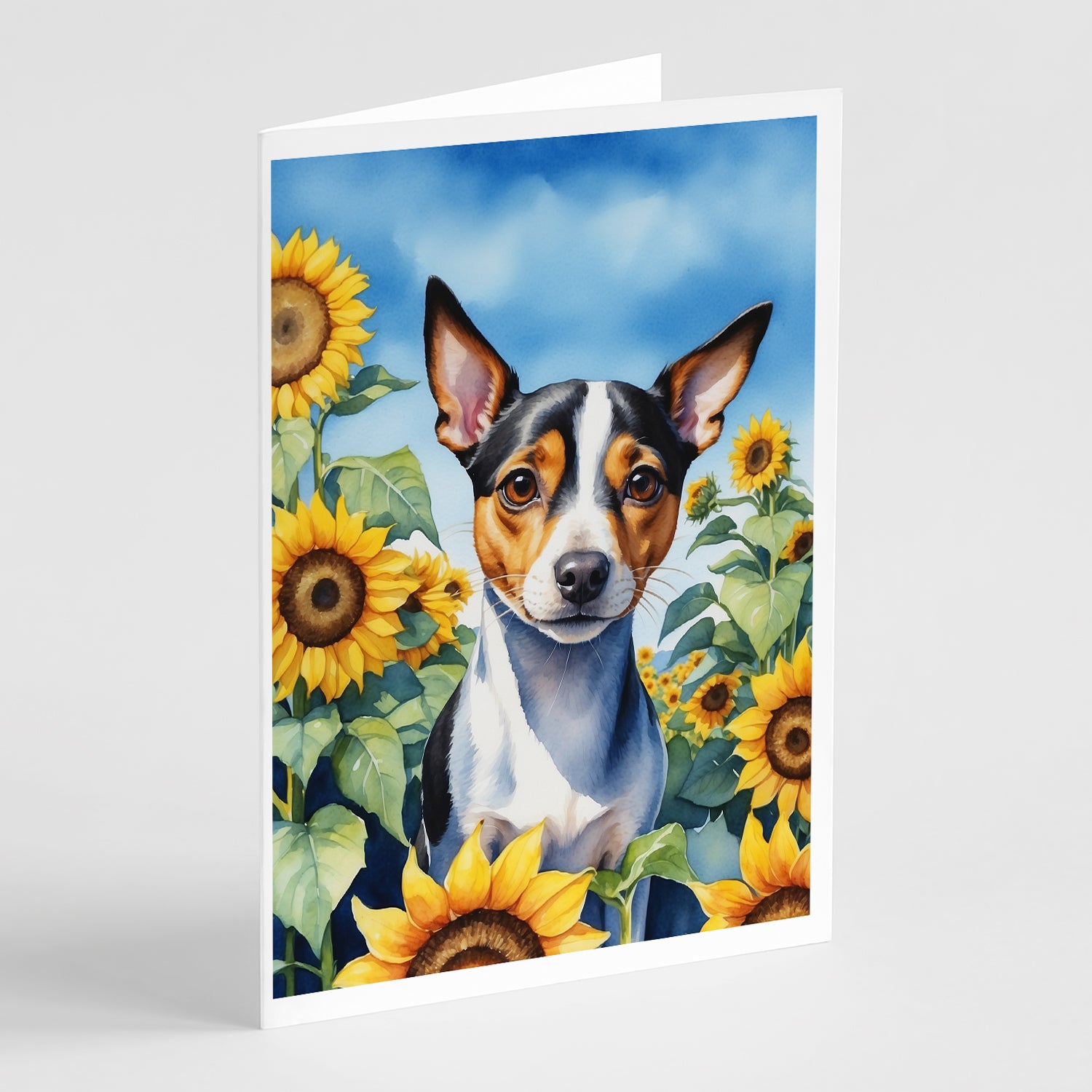 Buy this Rat Terrier in Sunflowers Greeting Cards Pack of 8