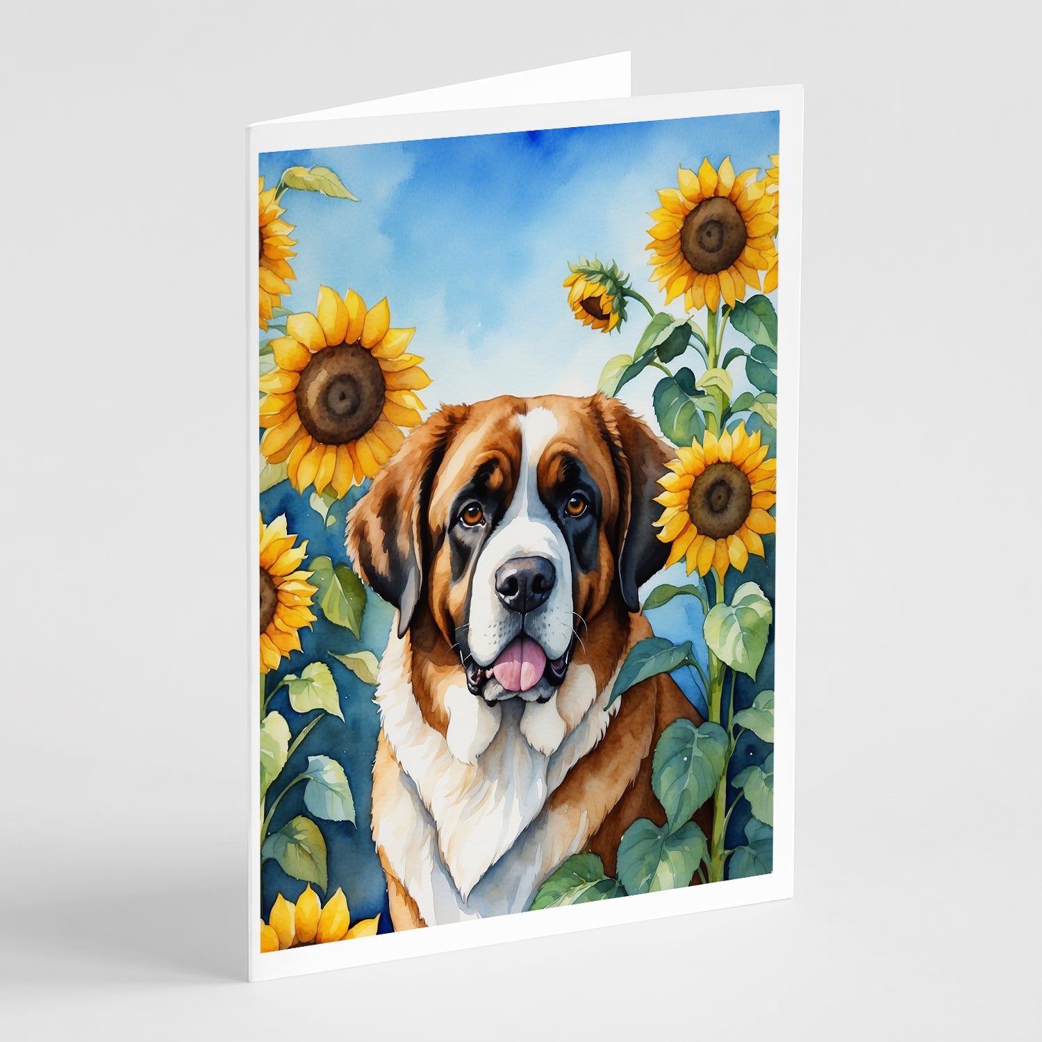 Buy this Saint Bernard in Sunflowers Greeting Cards Pack of 8