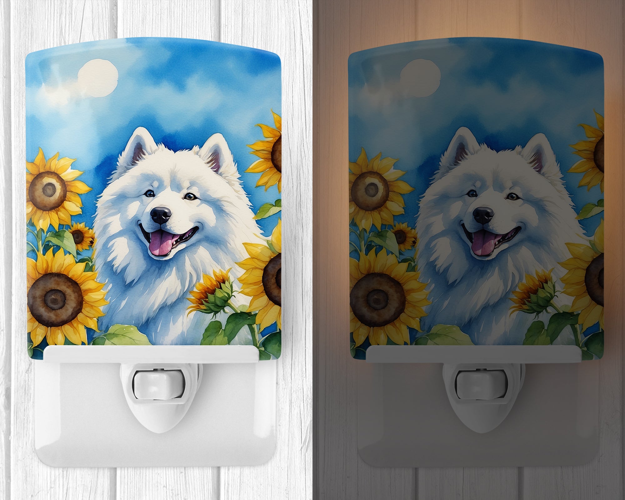 Buy this Samoyed in Sunflowers Ceramic Night Light