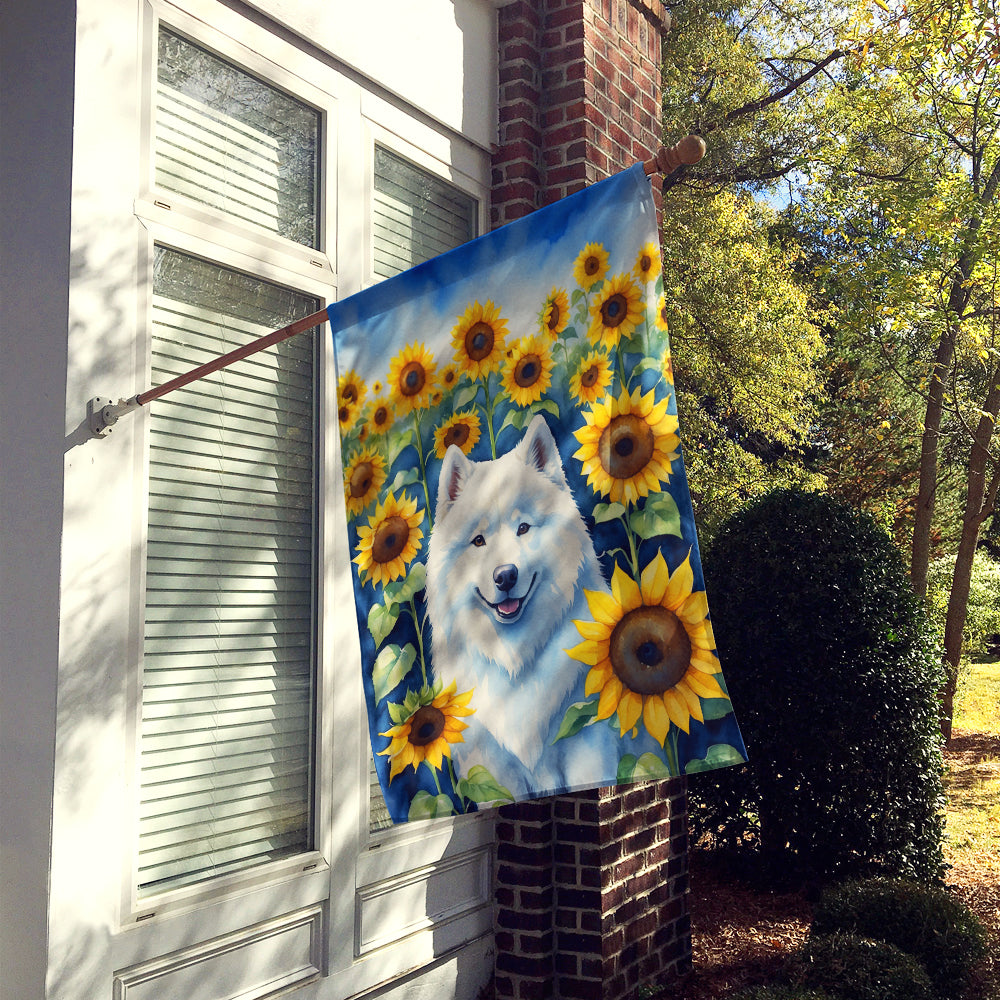 Buy this Samoyed in Sunflowers House Flag