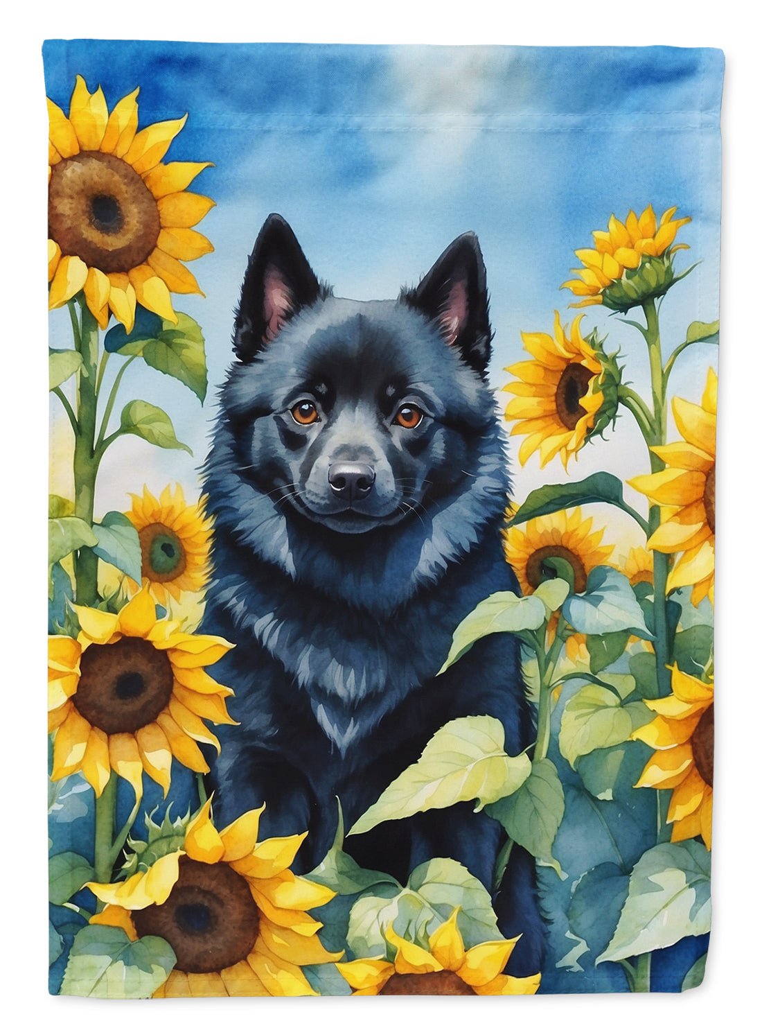 Buy this Schipperke in Sunflowers Garden Flag