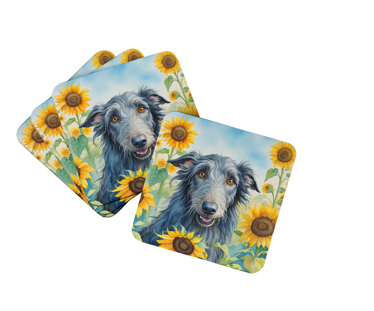 Buy this Scottish Deerhound in Sunflowers Foam Coasters