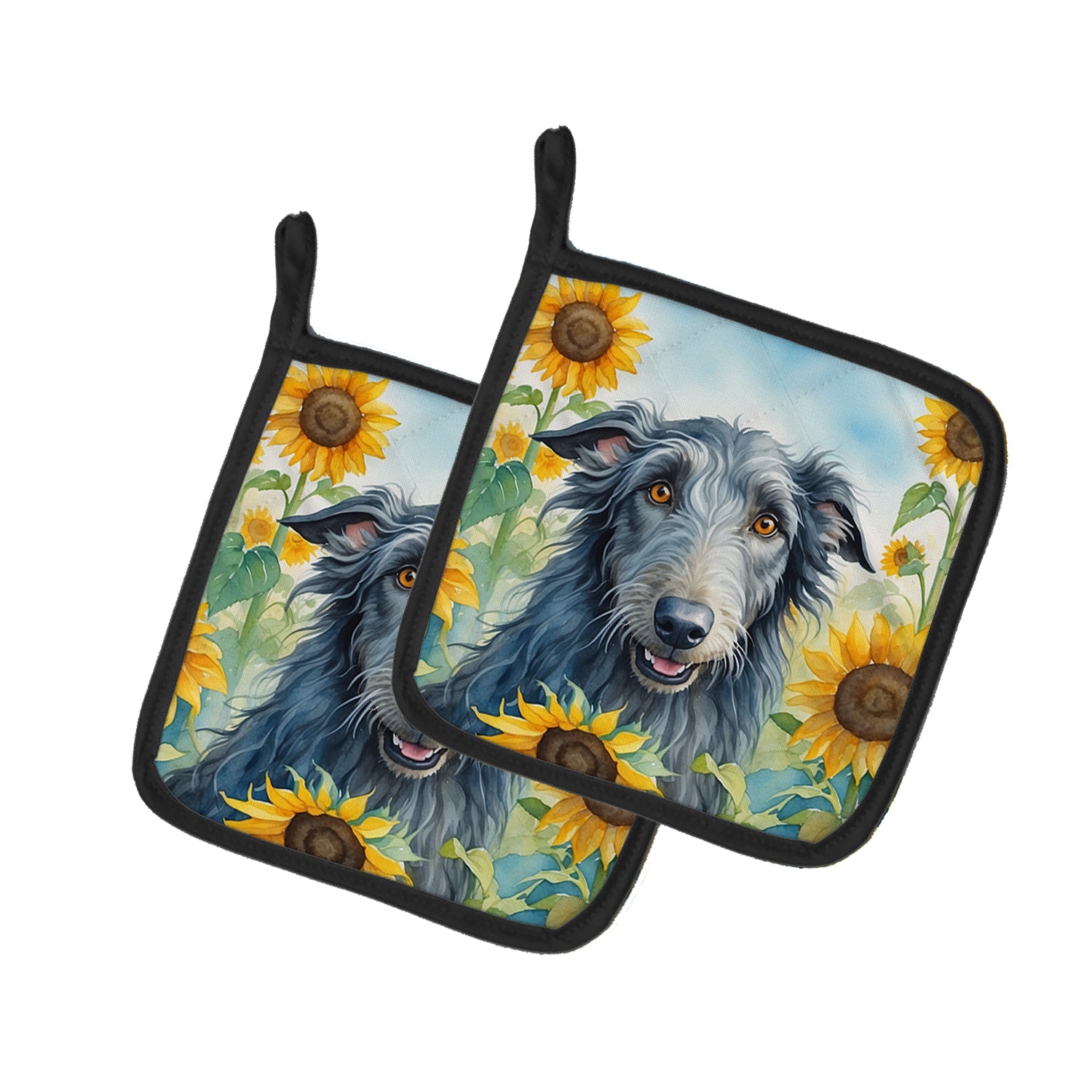 Buy this Scottish Deerhound in Sunflowers Pair of Pot Holders