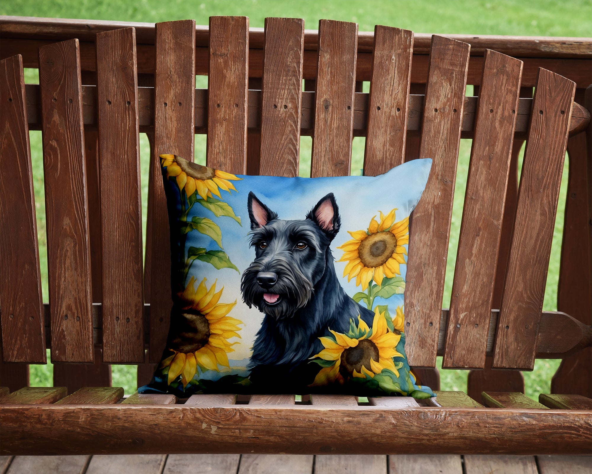Buy this Scottish Terrier in Sunflowers Throw Pillow