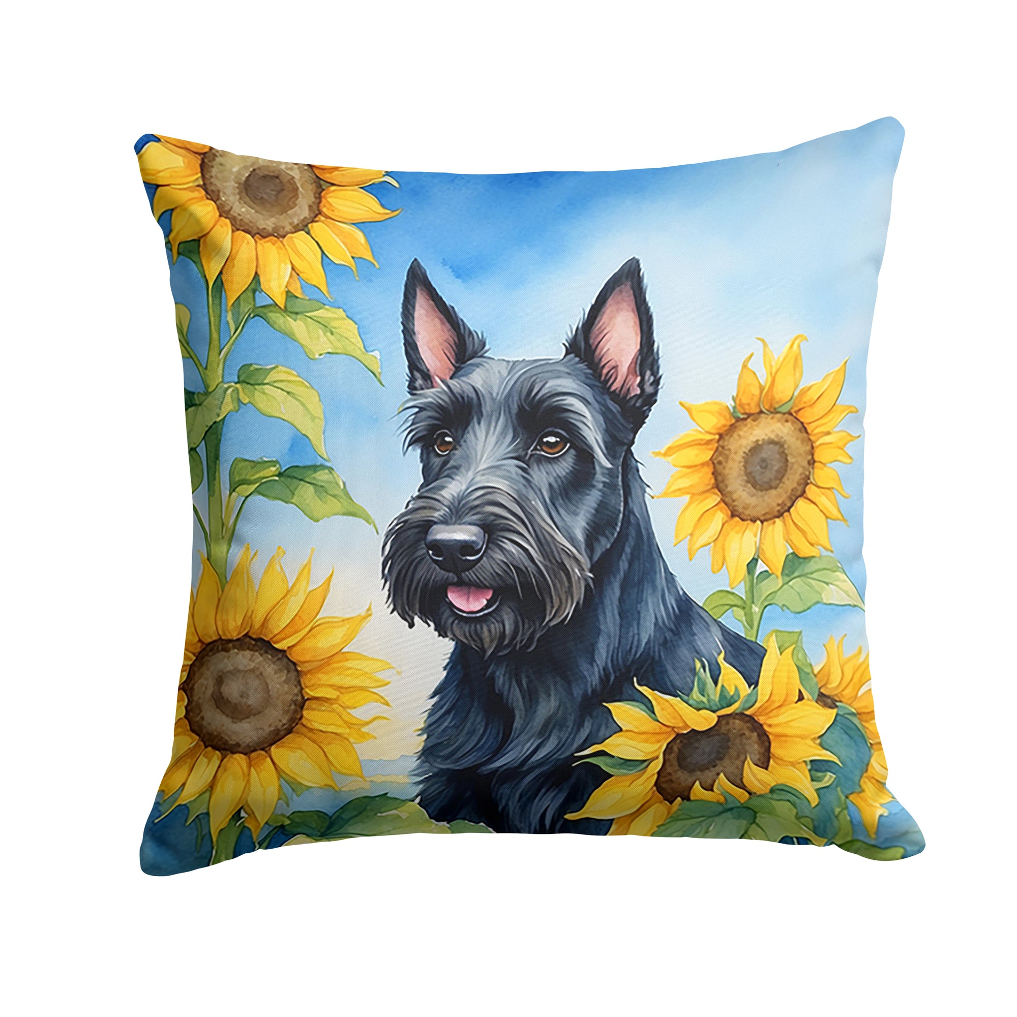 Buy this Scottish Terrier in Sunflowers Throw Pillow