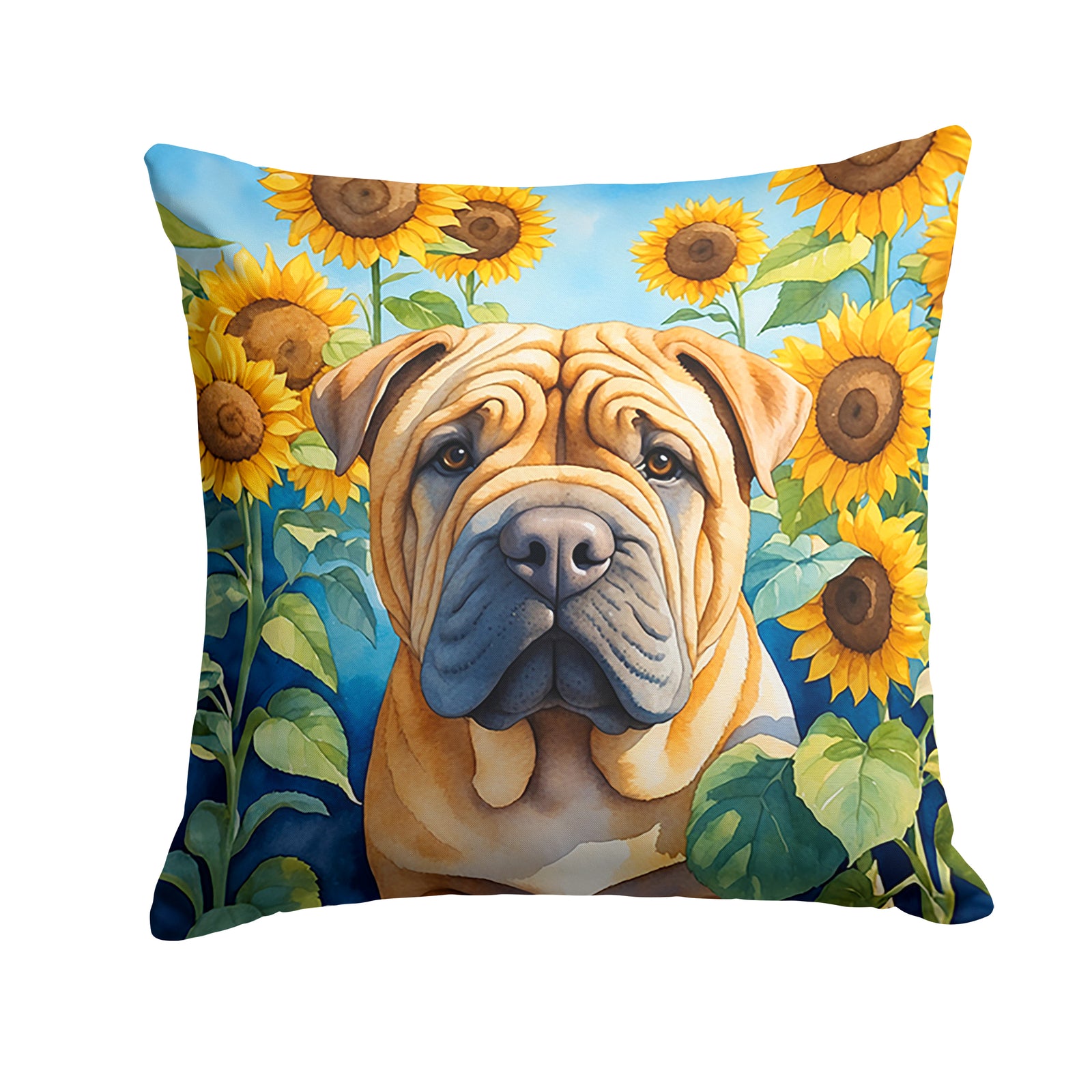 Buy this Shar Pei in Sunflowers Throw Pillow
