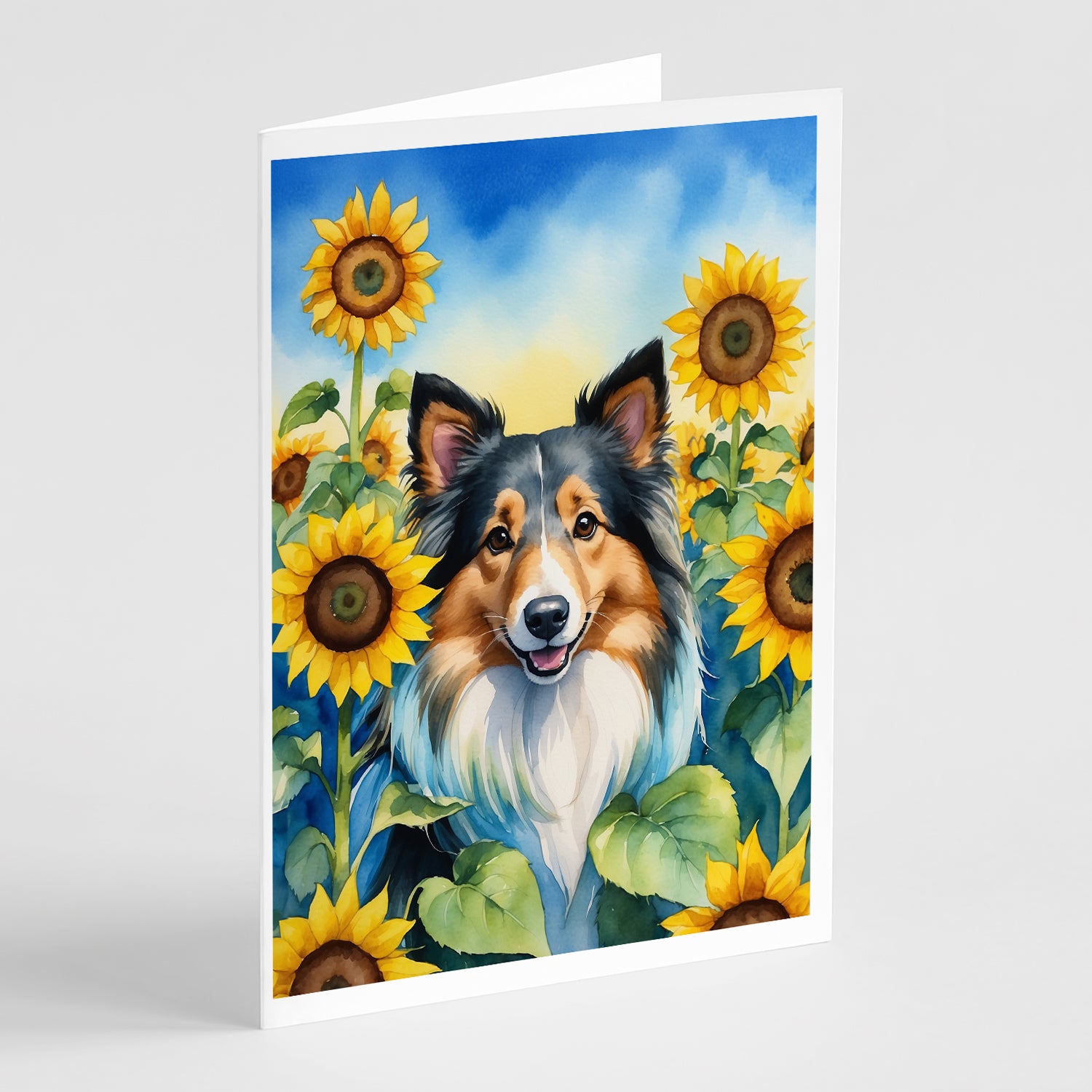 Buy this Sheltie in Sunflowers Greeting Cards Pack of 8
