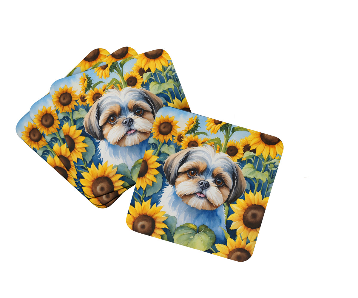 Buy this Shih Tzu in Sunflowers Foam Coasters